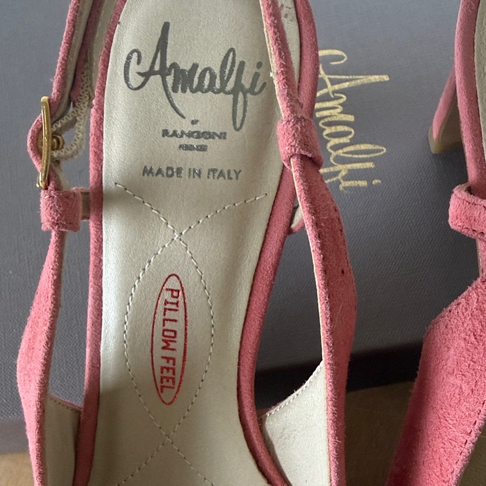 Rangoni Pink Slingback Heels with Gold Accents - Picture 3 of 7